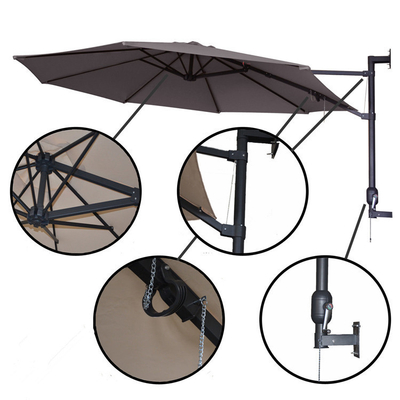 Tela de poliéster aço redondo impermeável Eave Parasol guarda-chuva de parede para adultos ao ar livre
