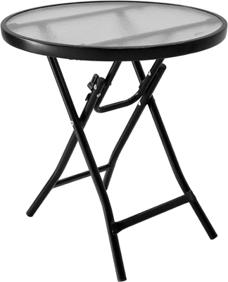 Mesa de vidro temperado Tabela de café compacta Perfeita para escritório e pátio externo