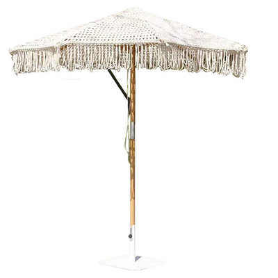 Patio exterior Macrame Parasoles 2023 Praia Guarda-chuva de madeira 2,5 mm Palo de madeira para geral