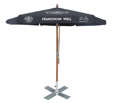 Estrutura estável guarda-chuva de madeira com material de painel Pongee e 2,5m de diâmetro aberto