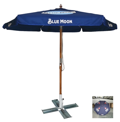 Sombrinha para exterior 2.5M Navy Blue Um guarda-chuva de madeira com moldura de madeira reta e logotipo personalizado